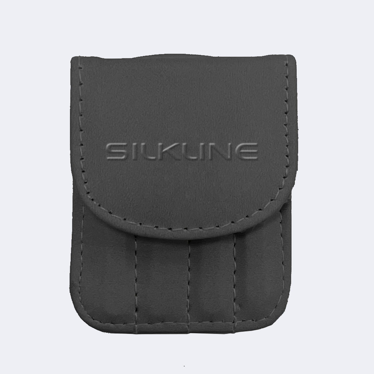 Silkline Professional Mini Tweezers Set — black SilkLine snap pouch, closed, front view / Ensemble de mini-pinces à épiler Silkline — étui noir SilkLine à rabat, fermé, vue de face — TWEEZDISPTWHC