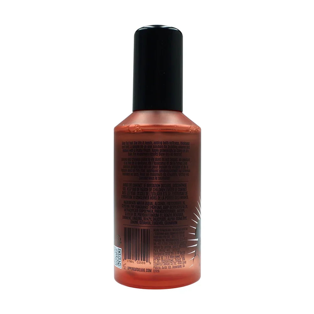 Uppercut Deluxe Clay Spray 150 ml — 150 ml clay spray bottle, back label with directions, white background