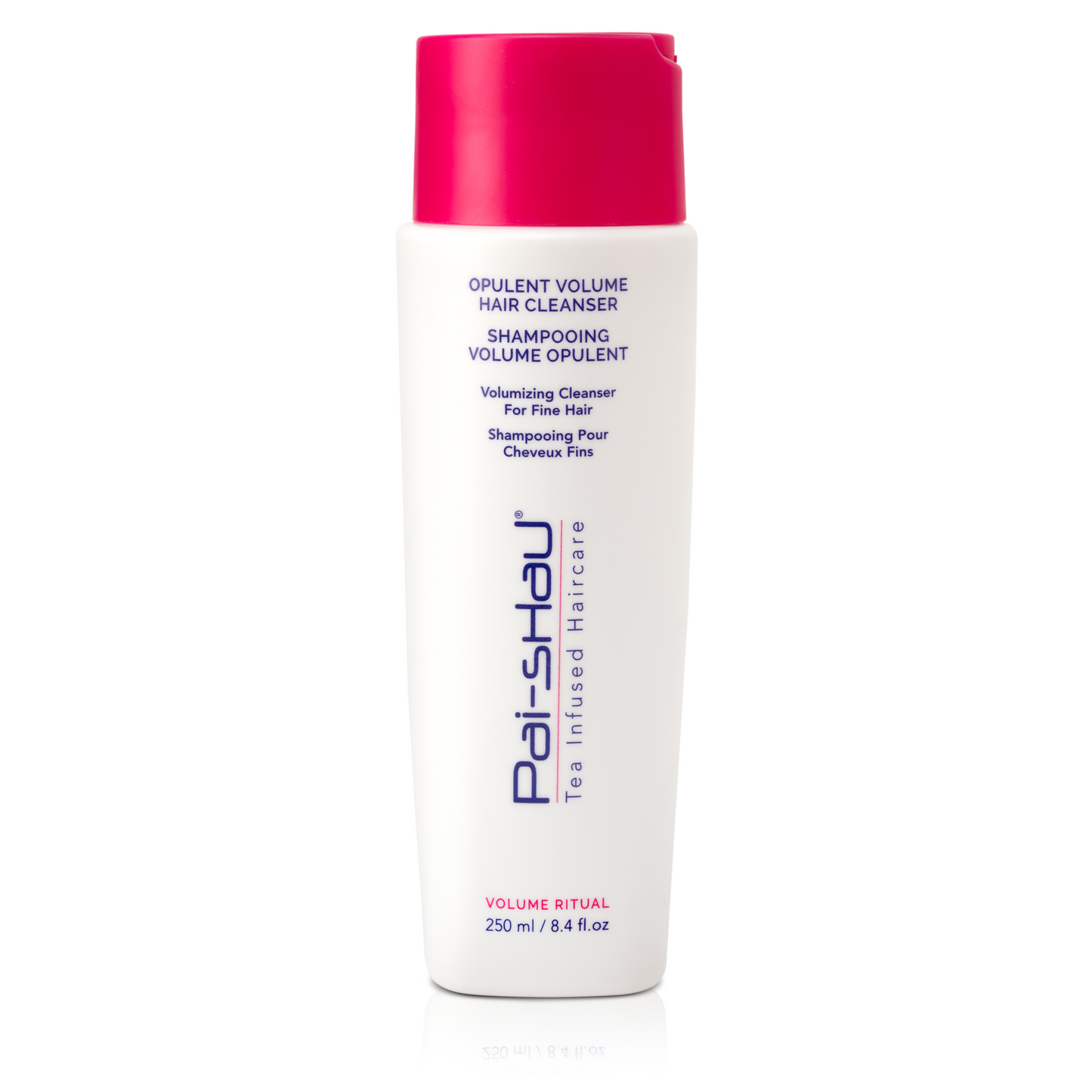 Pai-Shau Volumizing Shampoo — new-livery white 250 ml bottle with pink cap, front label, plain white background