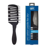 Wetbrush Pro Flex Dry Carbon — black carbon-infused paddle Flex Dry brush beside its retail box