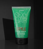 SexyHair Style Not So Hard Up Medium Hold Gel — green 150 ml tube, front label, dark studio background