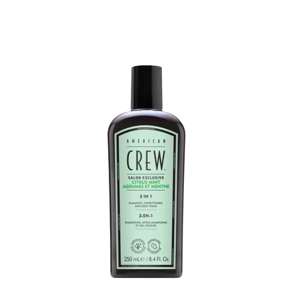 American Crew Citrus Mint 3-in-1 — 250 ml bottle with mint-green Salon Exclusive label, plain white background