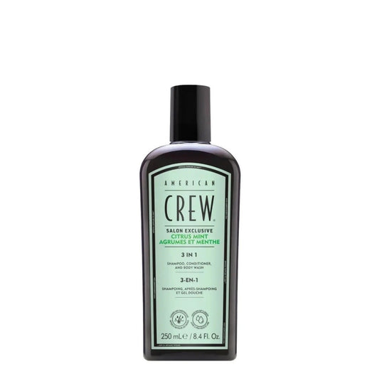 American Crew Citrus Mint 3-in-1 — 250 ml bottle with mint-green Salon Exclusive label, plain white background