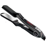 Avanti 1-3/8" Titanium Infrared Flat Iron – Digital Heat to 450°F — bare flat iron, plates open, three-quarter view on white - bare flat iron, plates open, three-quarter view / Fer plat infrarouge en titane Avanti de 1 3/8 po – Chaleur numérique jusqu’à 450 °F — fer plat seul, plaques ouvertes, vue trois quarts sur fond blanc - fer plat seul, plaques ouvertes, vue trois quarts