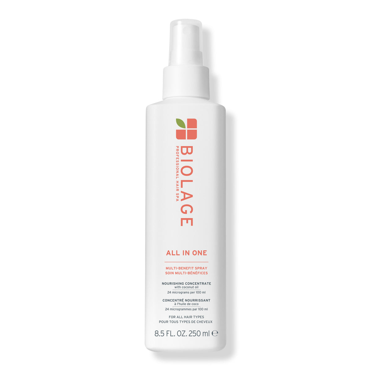 Biolage All-In-One Multi-Benefit Spray 250 ml — white pump-spray bottle, front label, plain background