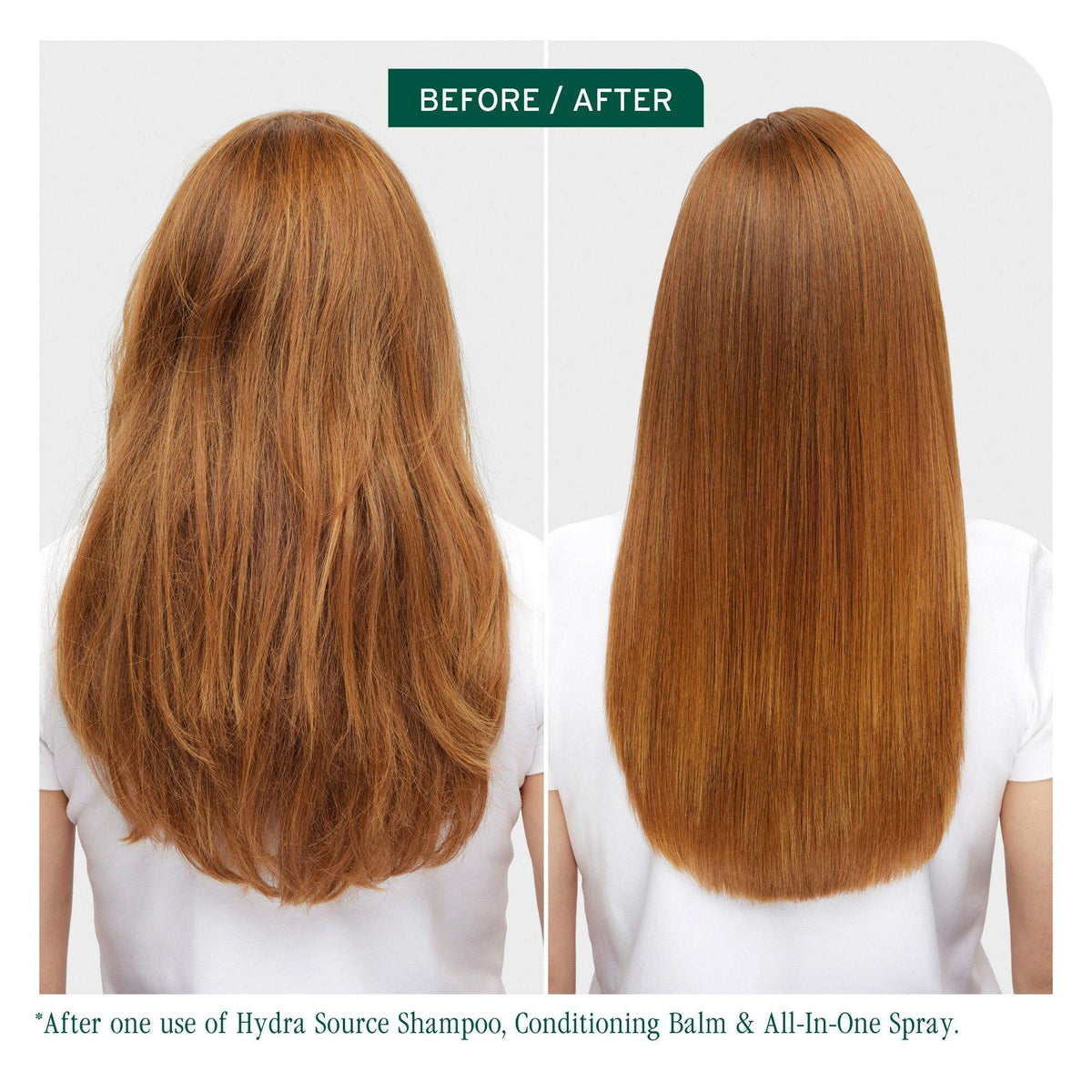 Biolage All-In-One Multi-Benefit Spray — before and after, frizz smoothed and lengths detangled