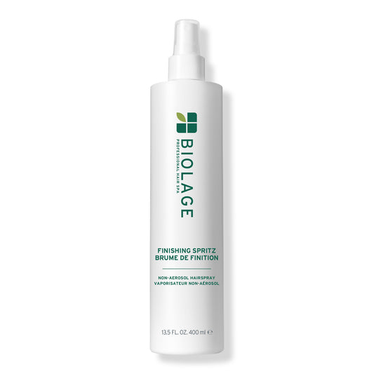 Biolage Finishing Spritz 400 ml — white non-aerosol pump bottle, front label, plain background