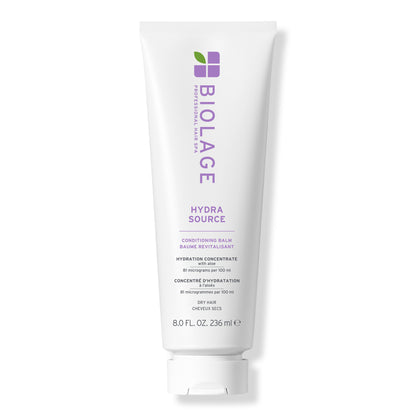 Biolage HydraSource Conditioning Balm 236 ml — white tube with purple label, front, plain background