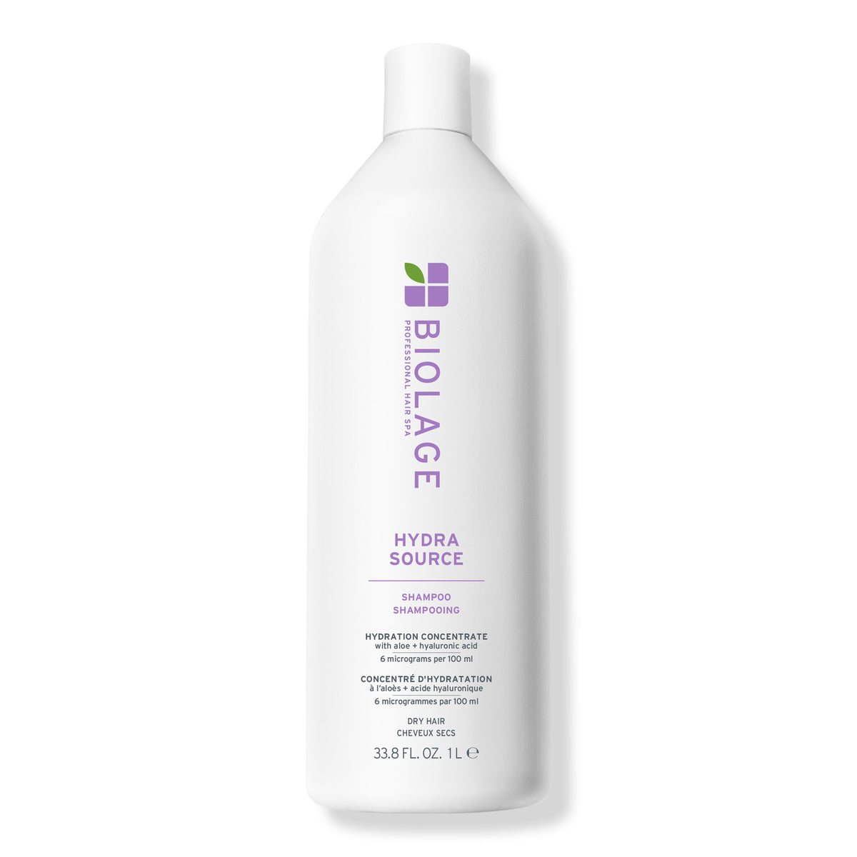 Biolage HydraSource Shampoo 1 L — white litre bottle, front label, plain background