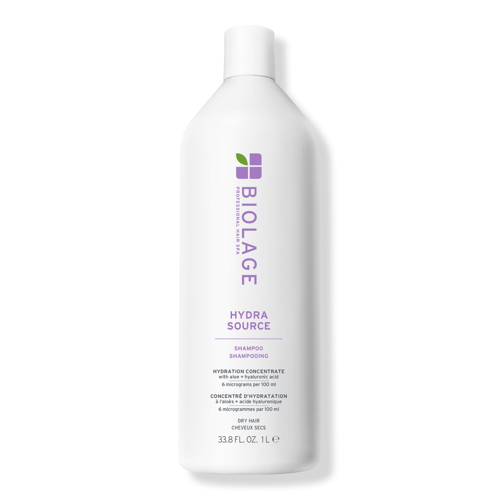 Biolage HydraSource Shampoo 1 L — white litre bottle, front label, plain background