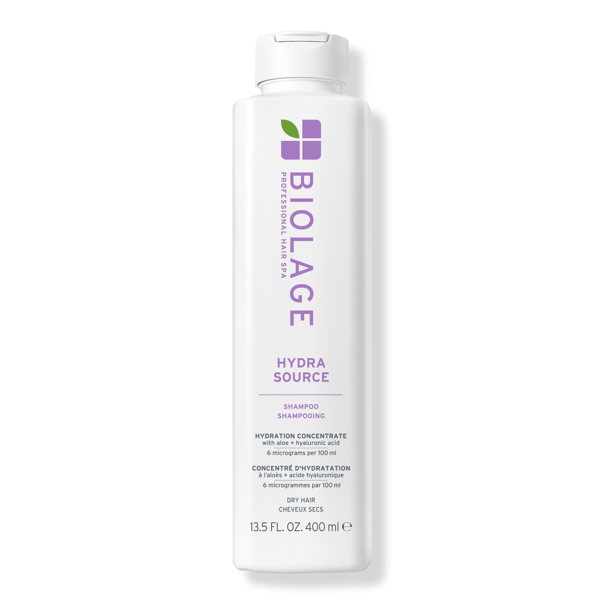 Biolage HydraSource Shampoo 400 ml — white bottle, front label, plain background