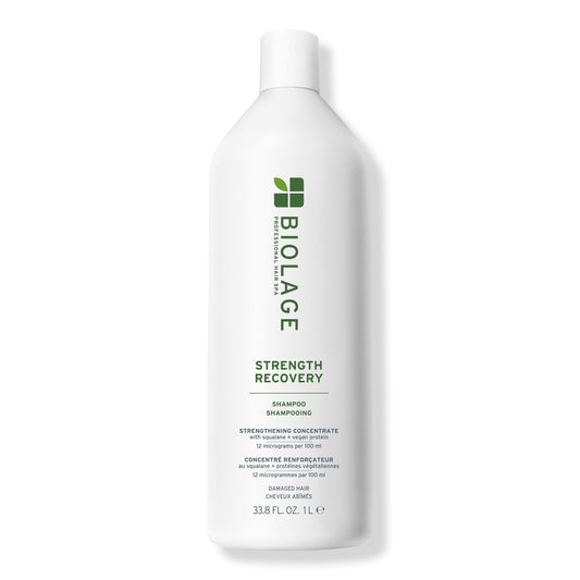 Biolage Strength Recovery Duo — current-generation pack for the 1L size, front label, plain white background