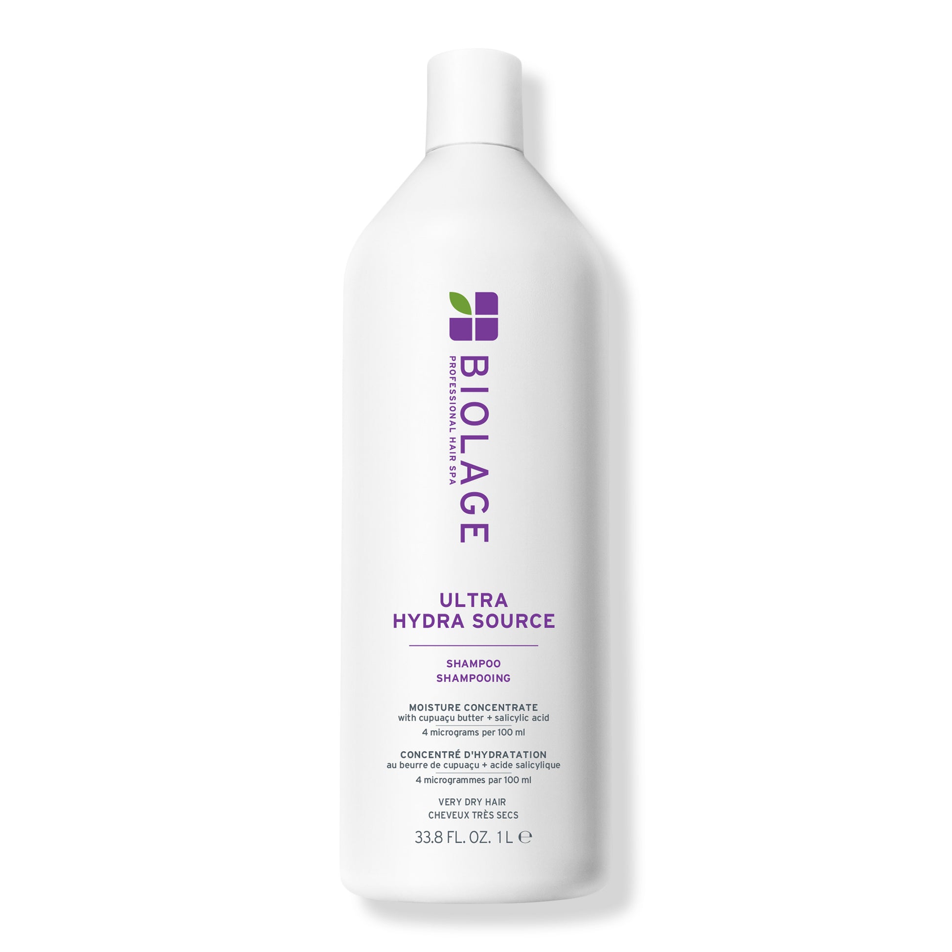 Biolage Ultra HydraSource Shampoo 1 L — current-generation litre bottle, front label, plain white background