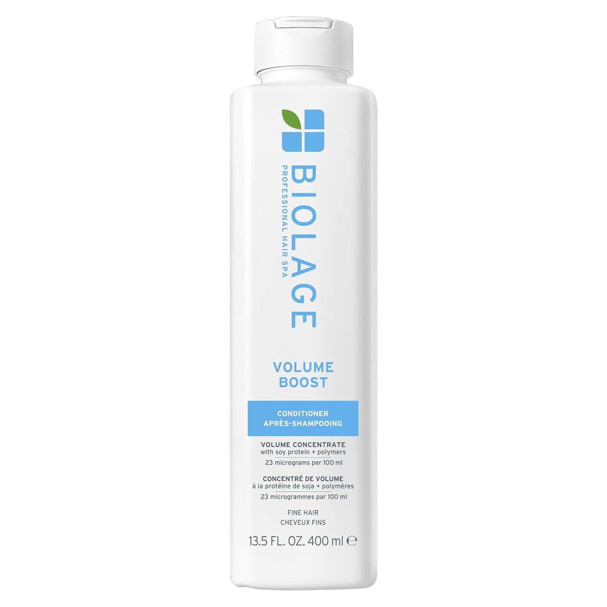 Biolage Volume Boost Conditioner 400ml — white bottle with blue label, front, plain background