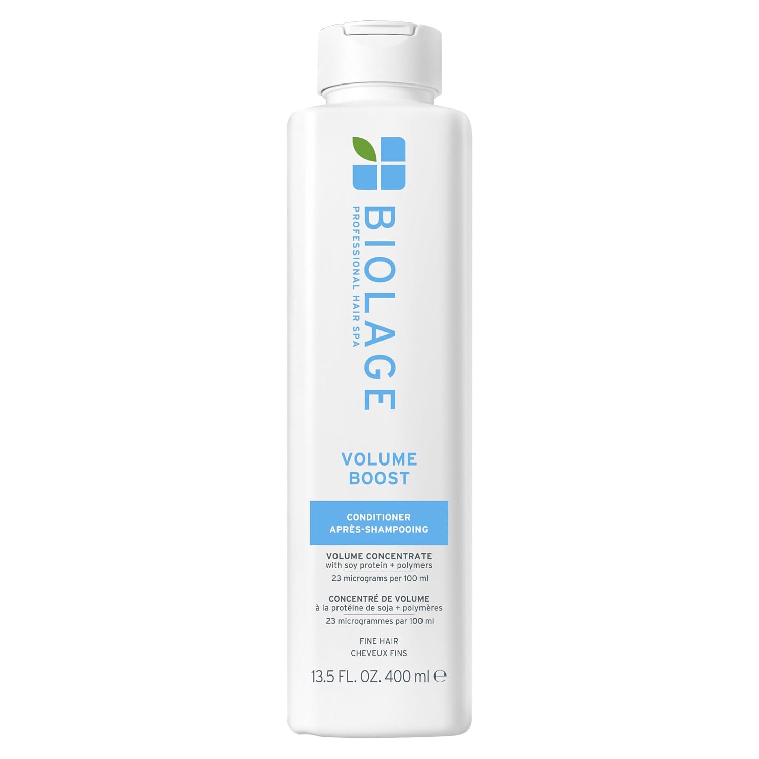 Biolage Volume Boost Conditioner 400ml — white bottle with blue label, front, plain background