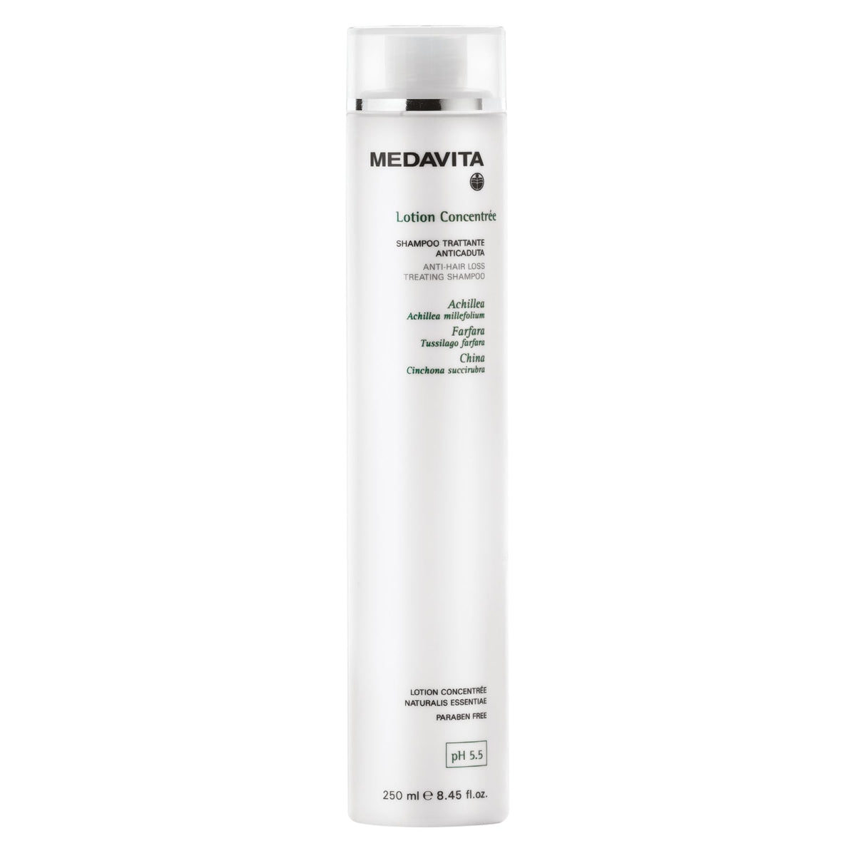 Medavita Anti-Hair Loss Treating Shampoo — 250 ml bottle front, plain white background
