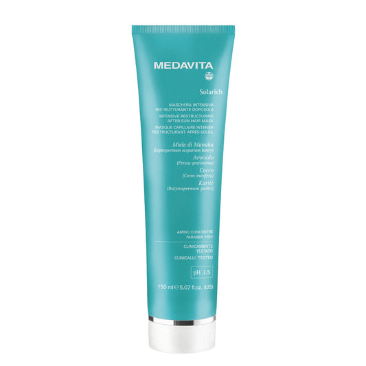 Medavita Solarich Intensive After-Sun Hair Mask — 150 ml Intensive After-Sun Hair Mask tube, front label, plain white background