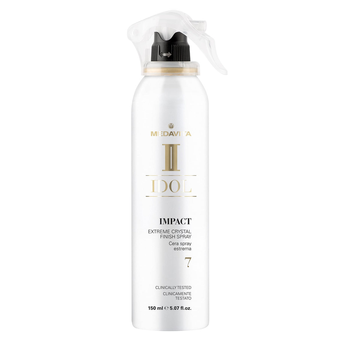 Medavita Idol Creative Impact Extreme Finish Spray — 150 ml bottle, front label, plain white background