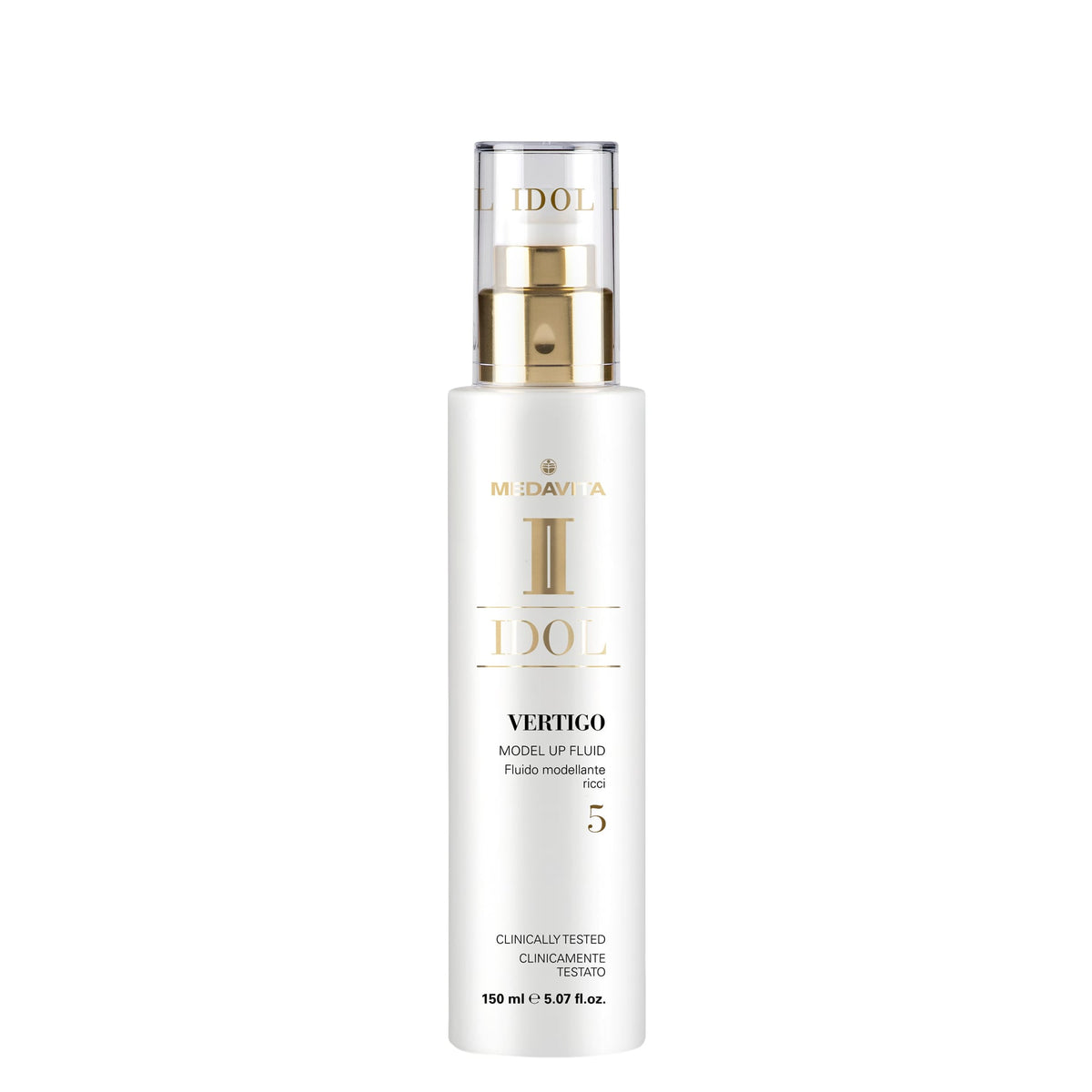 Medavita Idol Vertigo Model Up Fluid — bottle front, plain white background