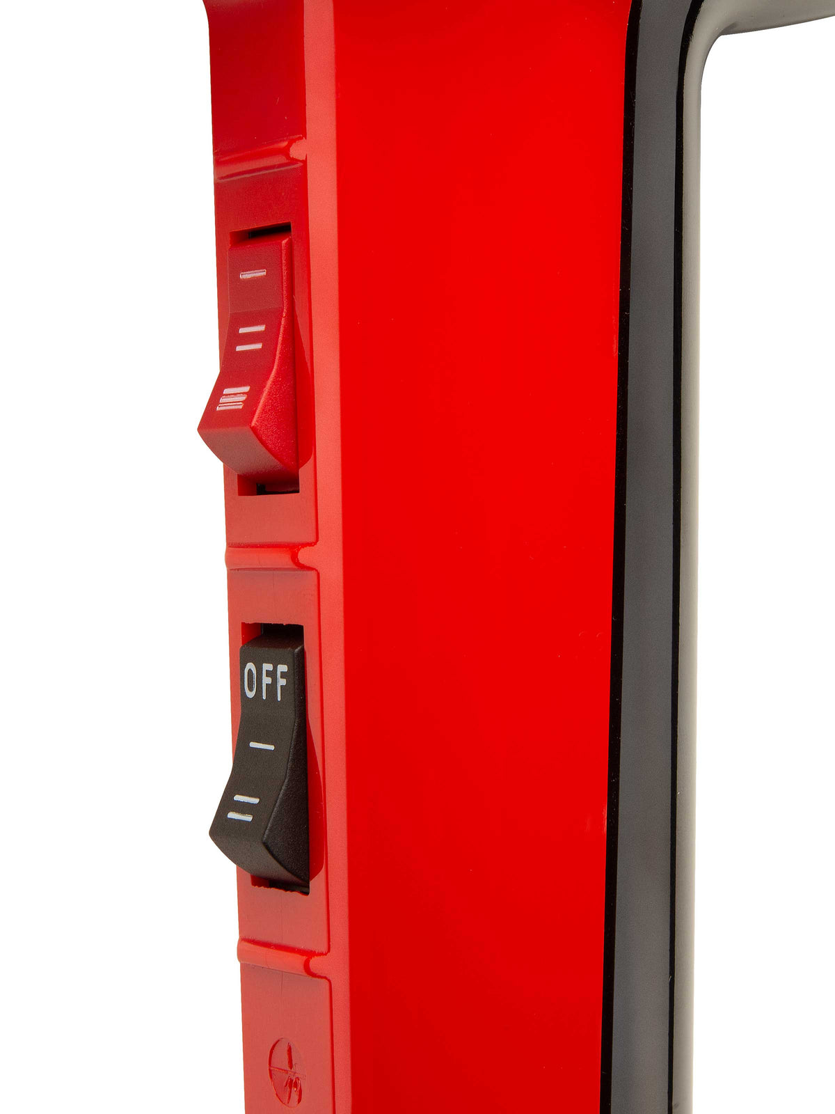 Elchim 2001 High Pressure hair dryer, red and black, switch detail