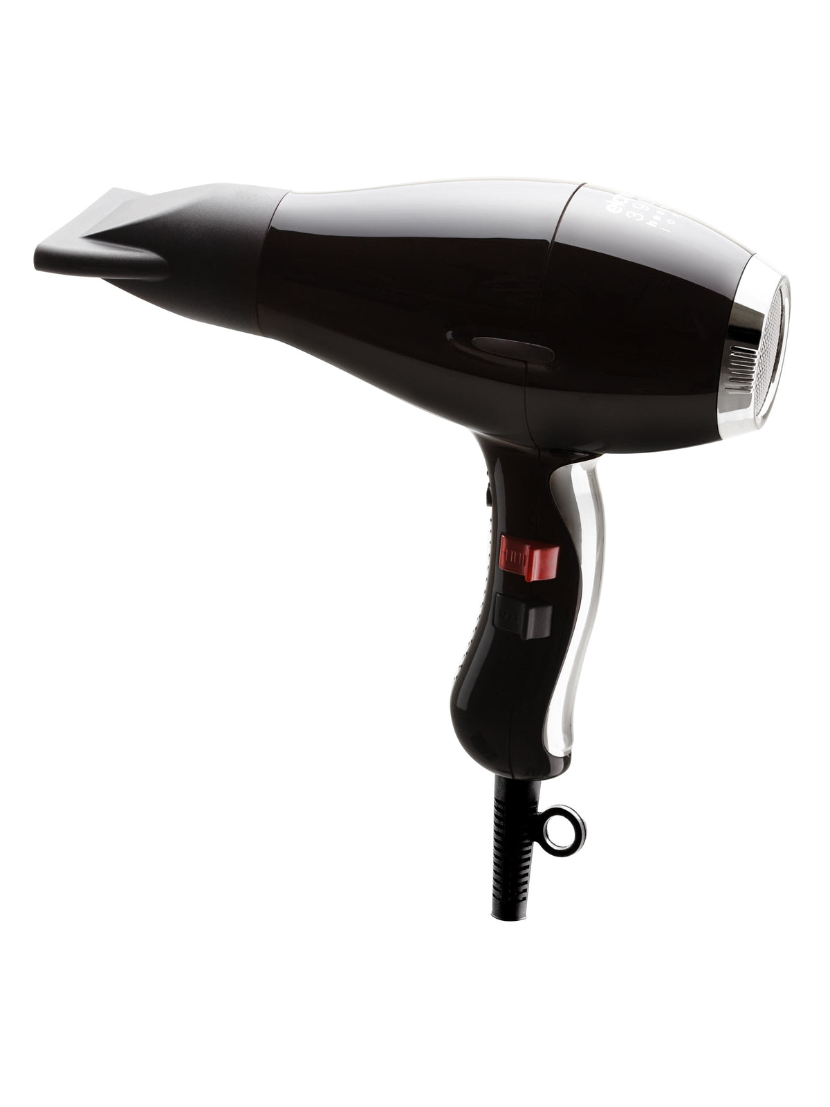 Elchim 3900 Healthy Ionic hair dryer, Black and Silver, three-quarter view