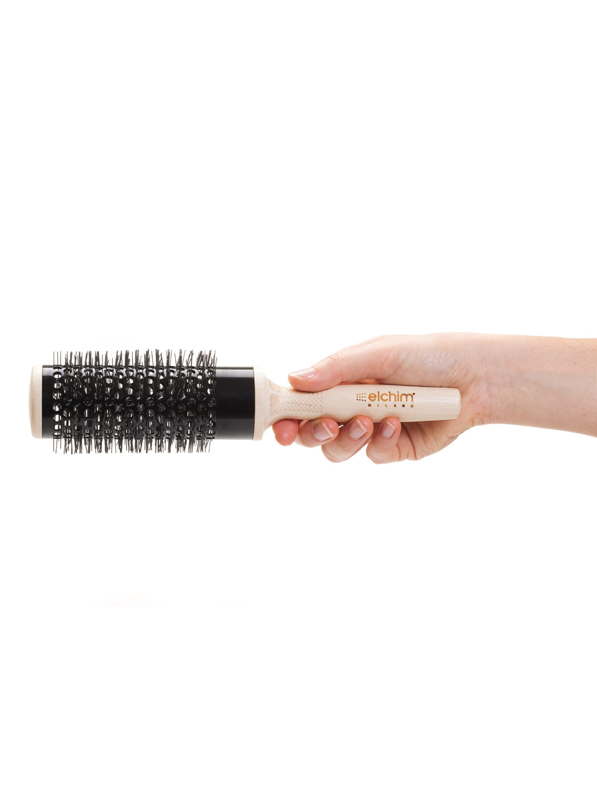 Elchim wooden thermal round brush, 42 mm, in the hand