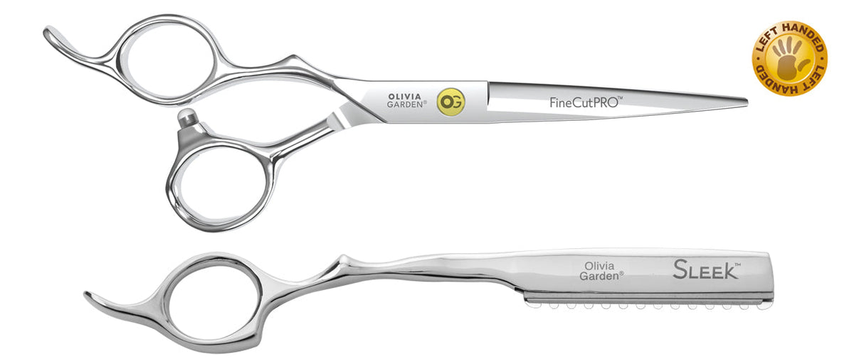 Olivia Garden FineCutPRO Shear & Razor Case Deal — 6" / Left-handed, plain white background