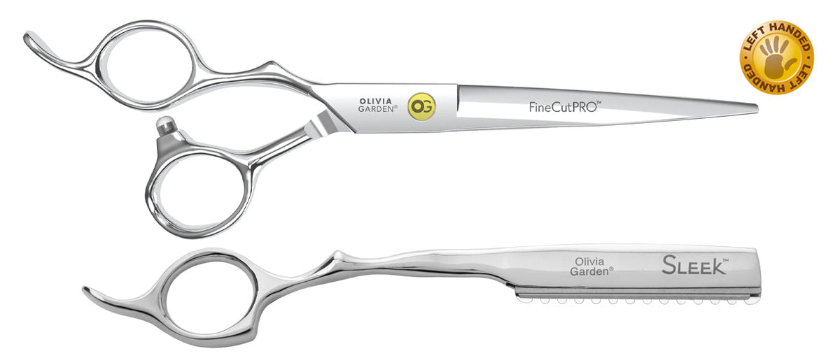 Olivia Garden FineCutPRO Shear & Razor Case Deal — 6.5" / Left-handed, plain white background