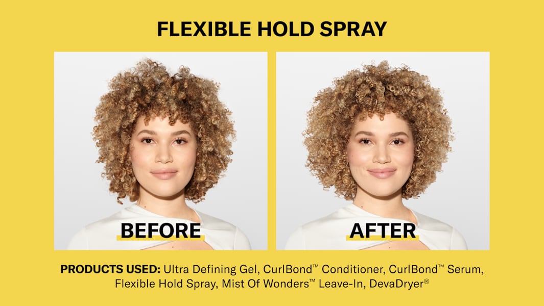 DevaCurl Flexible Hold Hairspray before and after result