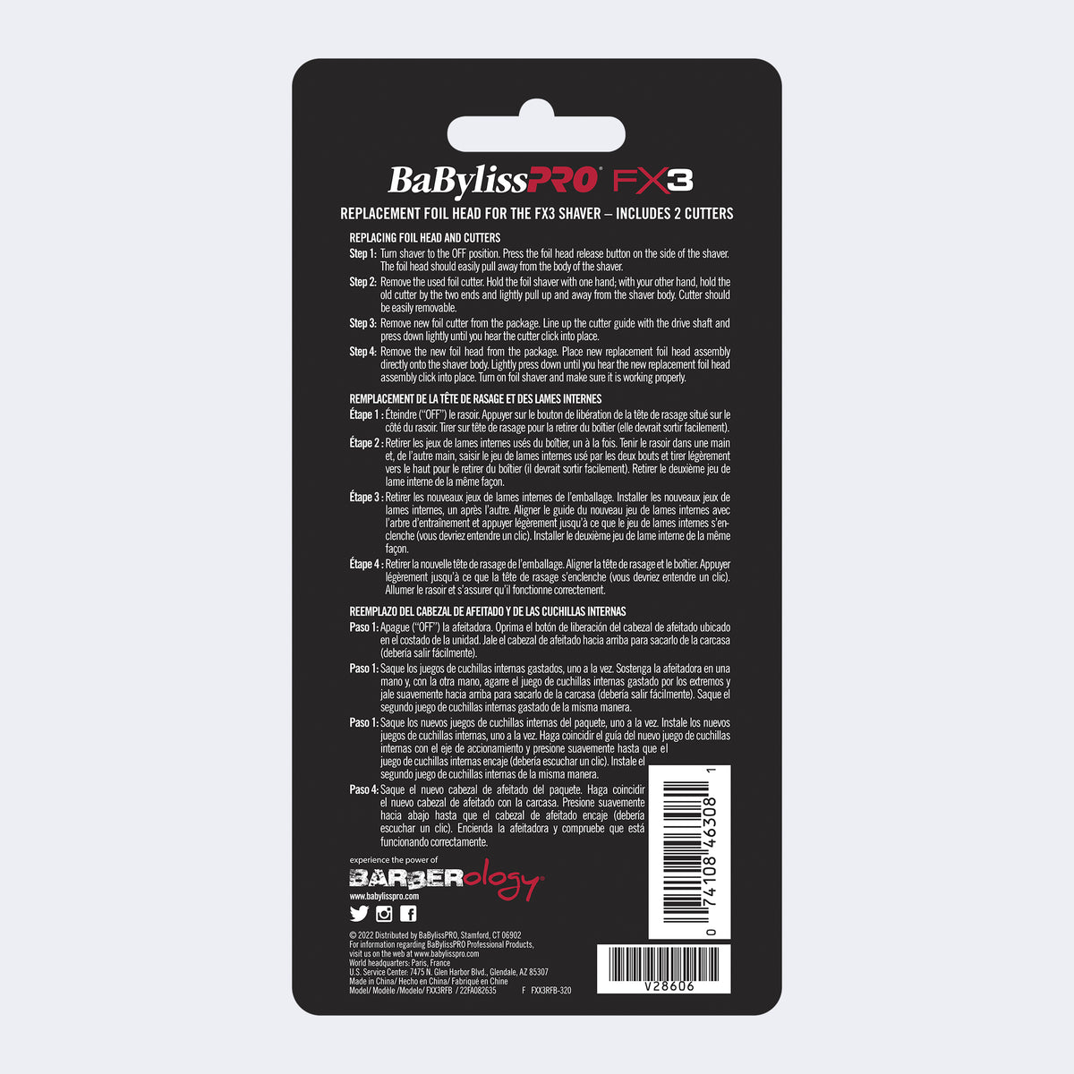 BaBylissPRO FX3 Shaver Replacement Foils & Cutters – Red or Black