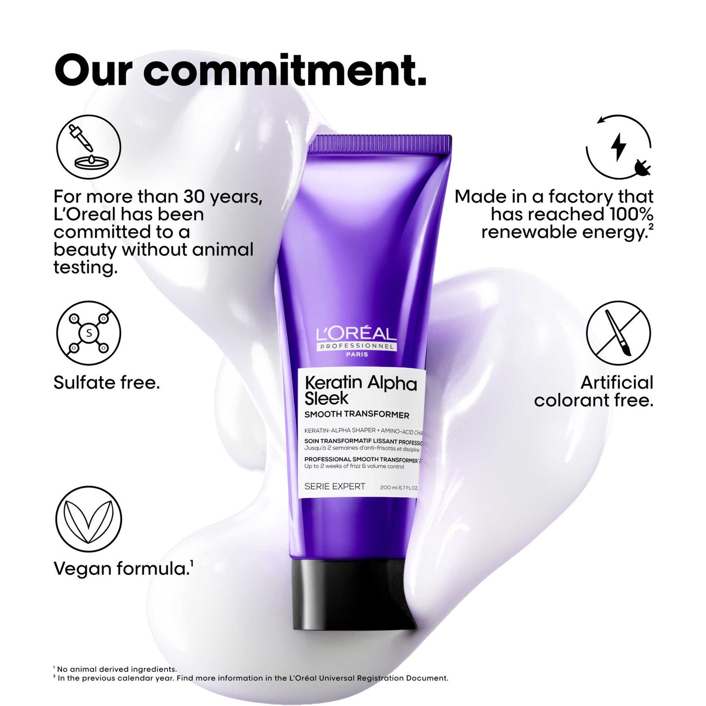 L'Oréal Professionnel Keratin Alpha Sleek Smooth Transformer — sulfate free, vegan formula, artificial colorant free