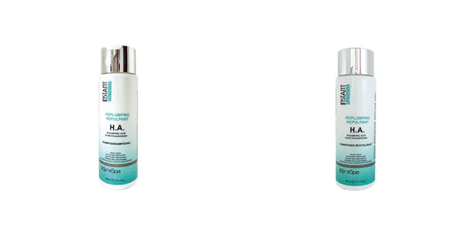 Keraspa Instant Hair Therapy Replumping H.A. Shampoo & Conditioner Duo — 300 ml shampoo and 300 ml conditioner bottles side by side, distributor photographs on white