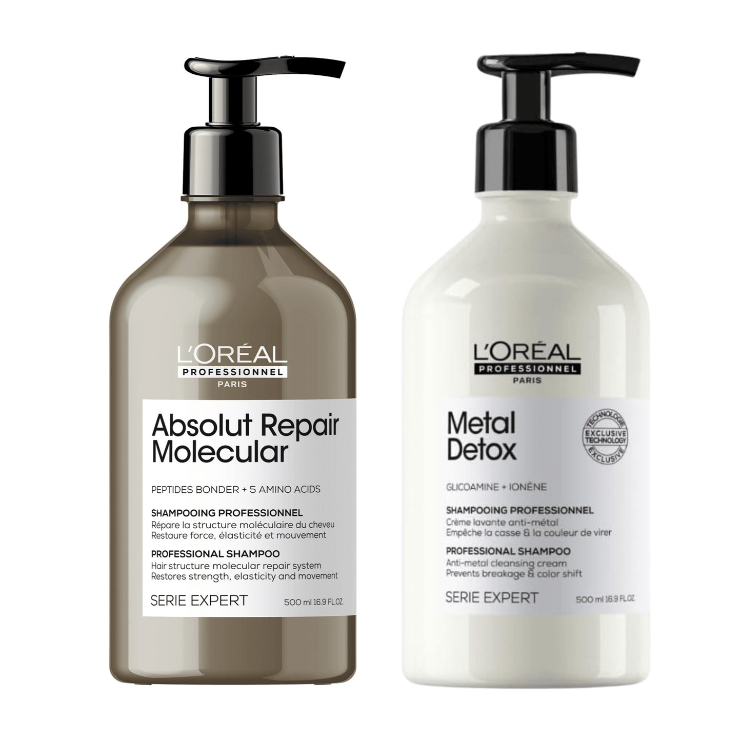 L'Oréal Professionnel Duo Shampoo – Absolut Repair Molecular & Metal Detox 500ml Each