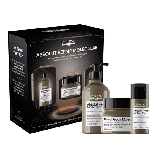 L'Oréal Professionnel Série Expert Absolut Repair Molecular Holiday Gift Set – Shampoo 500ml, Mask 250ml & Leave-In 100ml