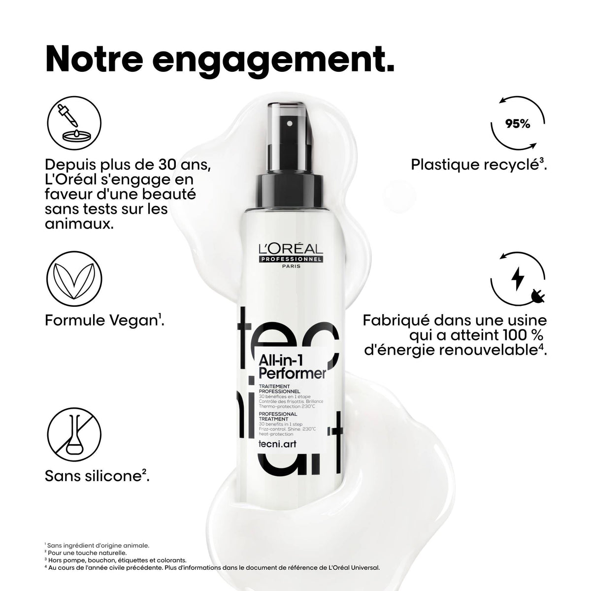 L'Oréal Professionnel Tecni.ART All-in-1 Performer 190 ml — reverse of the bottle with directions and ingredient panel