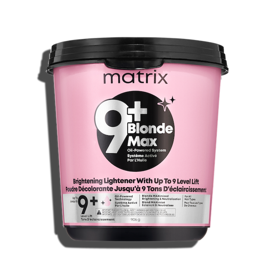 Matrix BlondeMax 9+ Powder Lightener 900 g — white professional tub, front label