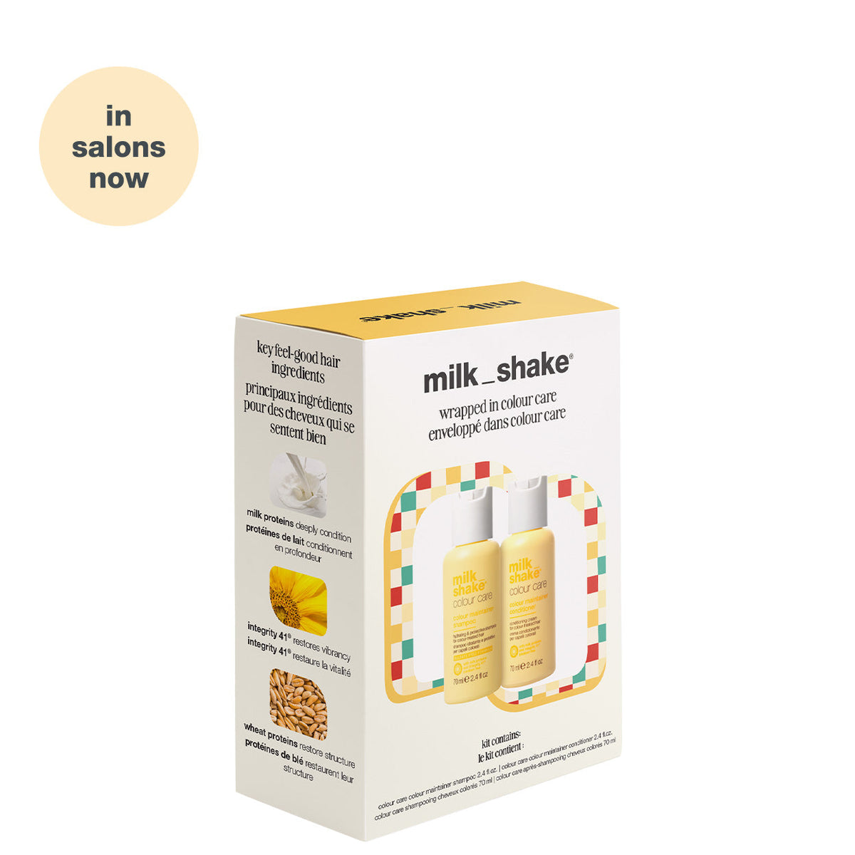 milk_shake Mini Duo 2026 — color care shampoo 70 ml brand packshot, plain background