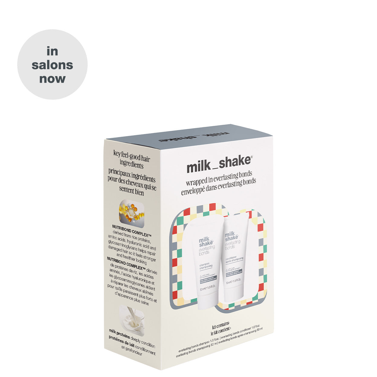 milk_shake Mini Duo 2026 — everlasting bonds shampoo 50 ml brand packshot, plain background