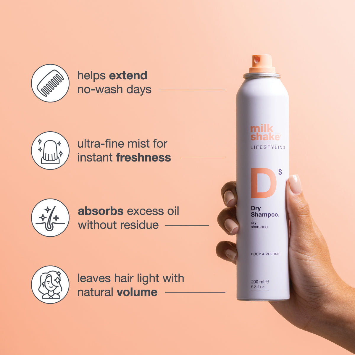 milk_shake Lifestyling Dry Shampoo — key benefits
