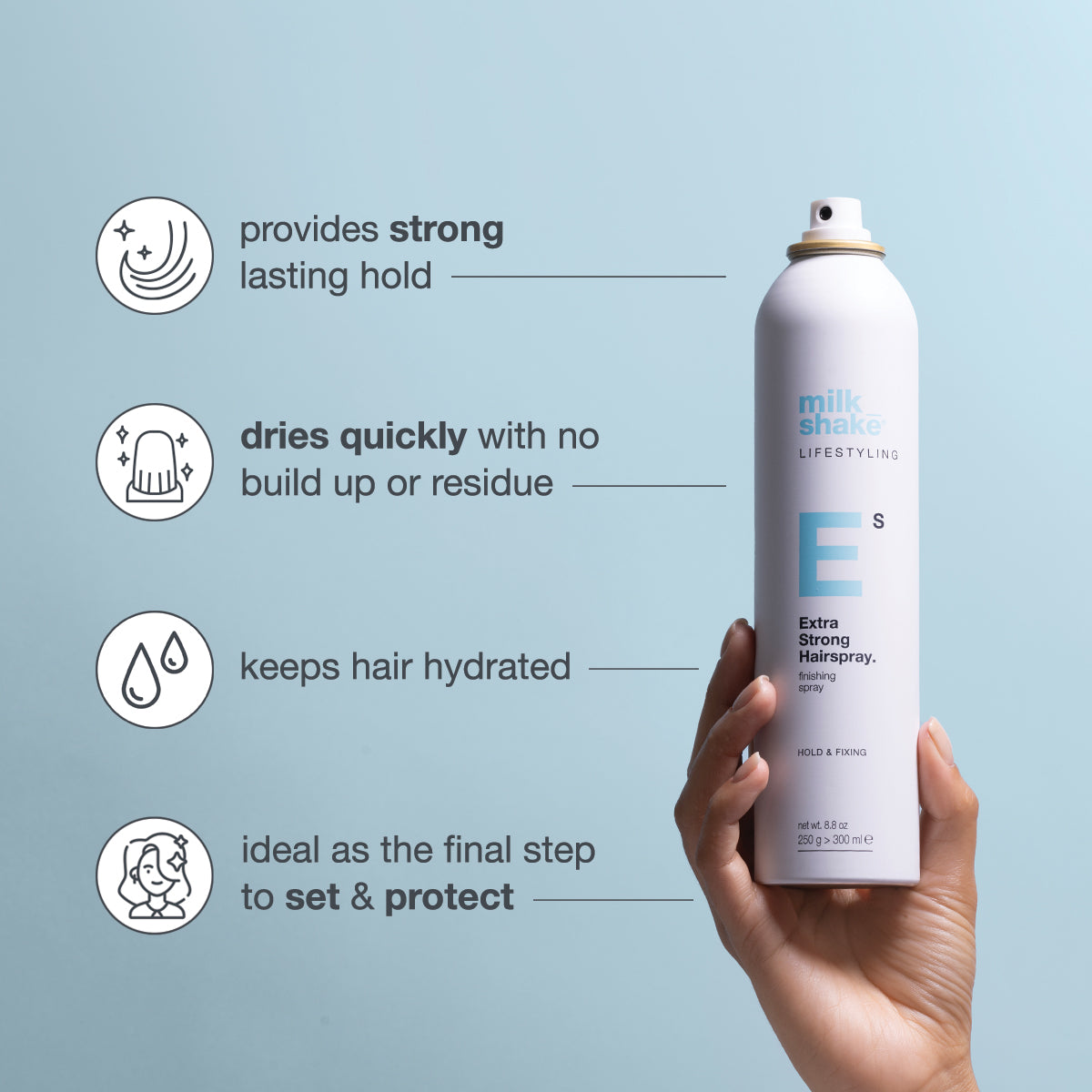 milk_shake Lifestyling Extra Strong Hold Hairspray — key benefits