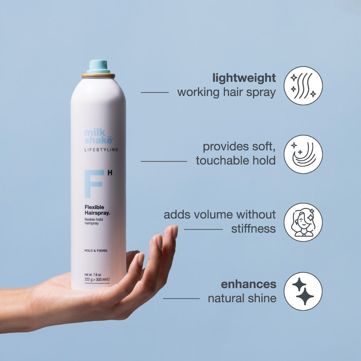 milk_shake Lifestyling Fabulous Flexible Hold Hairspray — key benefits