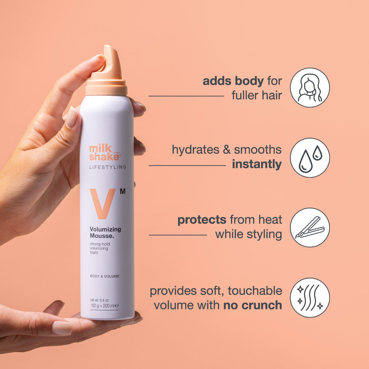 milk_shake Lifestyling Volumizing Mousse Strong Hold — key benefits