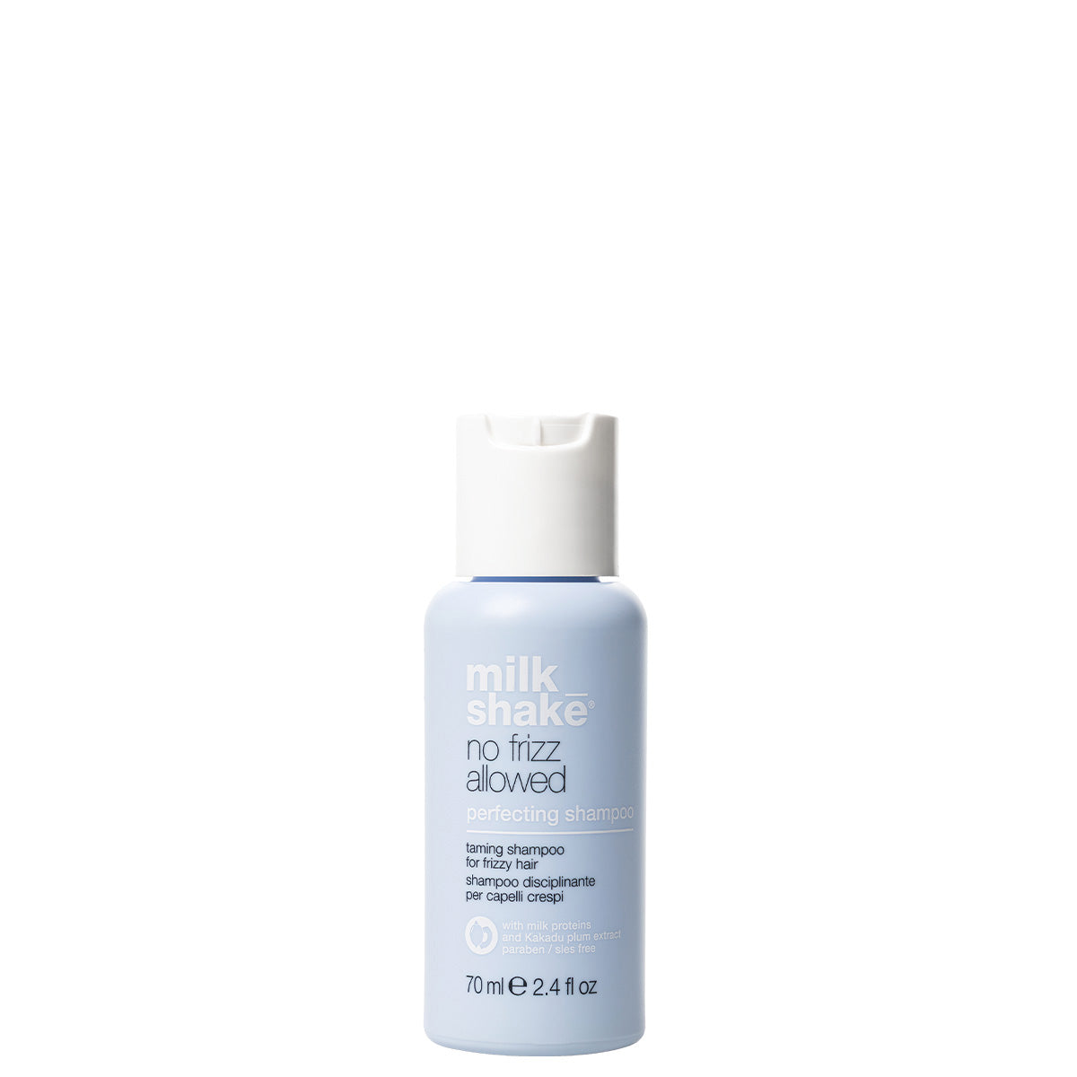 milk_shake No Frizz Allowed Perfecting Shampoo — 70 ml brand packshot, plain background