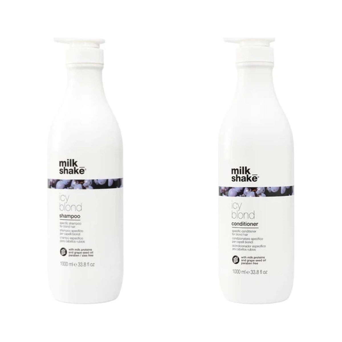 milk_shake Blonde Hair Shampoo & Conditioner Duo — 1 L + 1 L duo: shampoo and conditioner side by side, plain white background