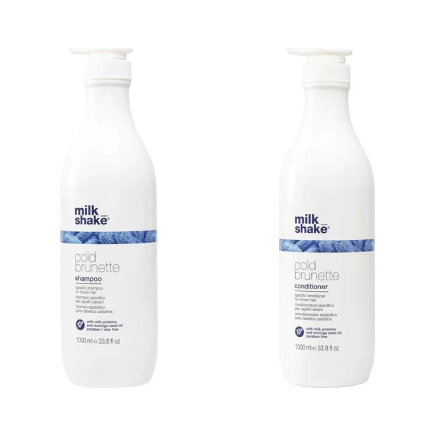 milk_shake Brown or Chestnut Hair Shampoo & Conditioner Duo — 1 L + 1 L duo: shampoo and conditioner side by side, plain white background
