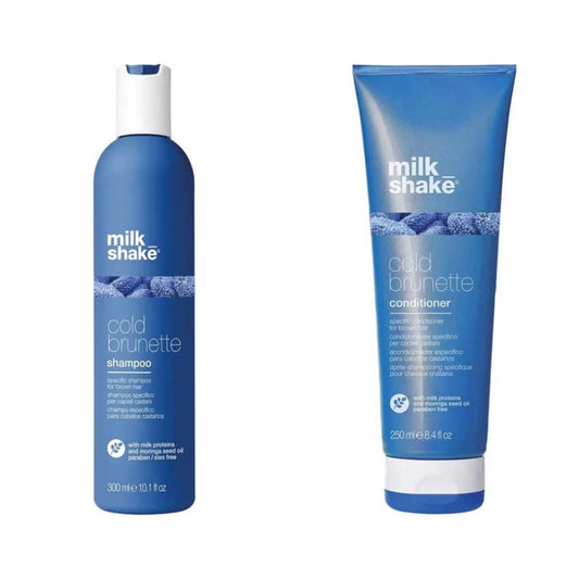 milk_shake Brown or Chestnut Hair Shampoo & Conditioner Duo — 300 ml + 250 ml duo: shampoo and conditioner side by side, plain white background