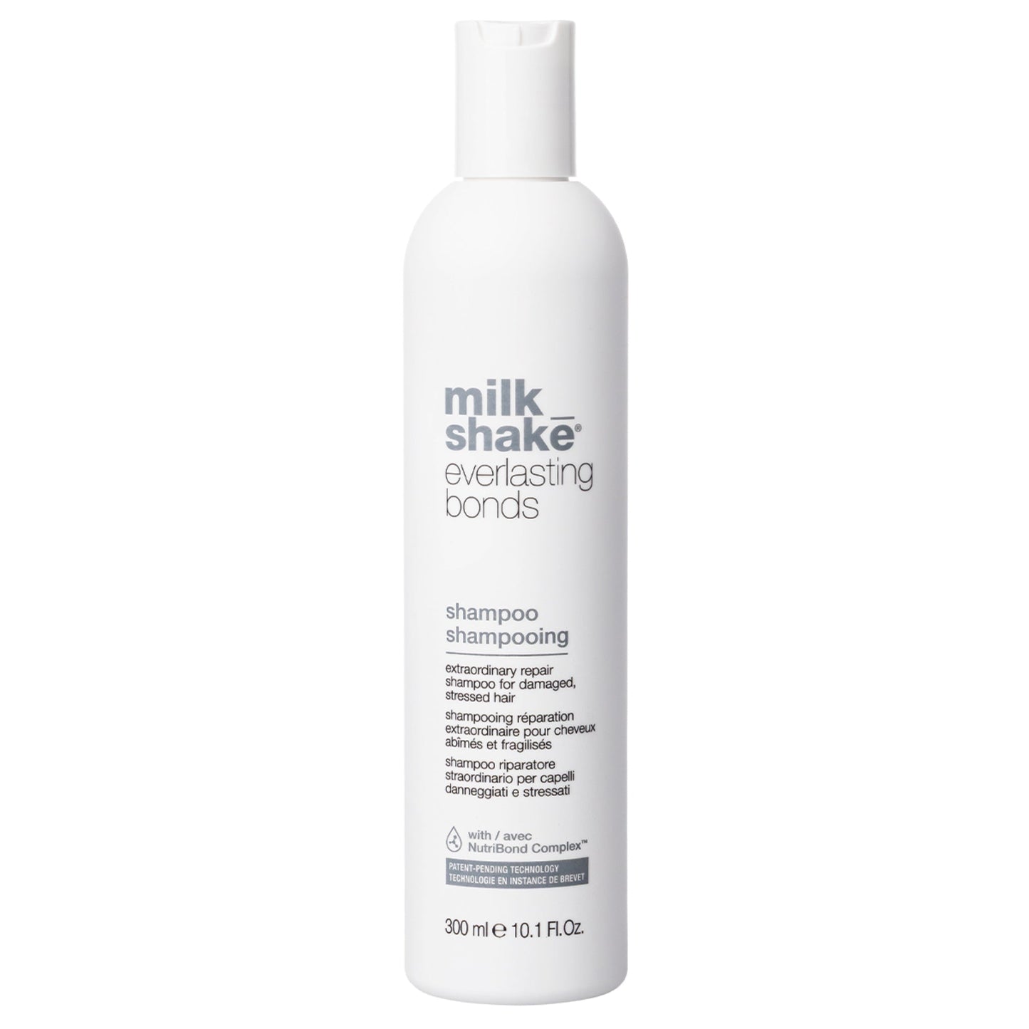 milk_shake Everlasting Bonds Repair Shampoo & Repairing Conditioner Duo — 300 ml shampoo component packshot, plain white background