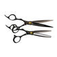 Olivia Garden OG Barber 7 inch left-handed offset shear with its straight slimmer, gold tension screw, on a plain white background