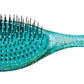 Olivia Garden OG Sparkle detangling brush, medium to thick pin pattern, teal glitter finish, on a plain white background