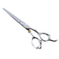 Otto 6-inch Professional Haircutting Shears — blades part-closed, showing the straight convex cutting edge and the gold-accented 3D-offset handle